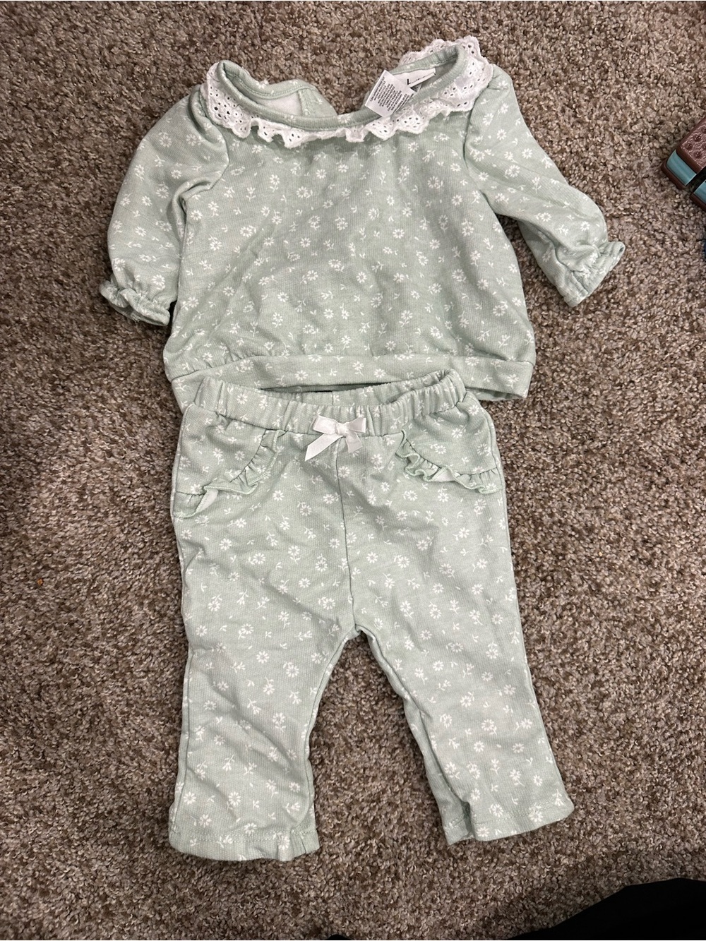 Nicole Miller Mint Green Floral Baby Matching Set